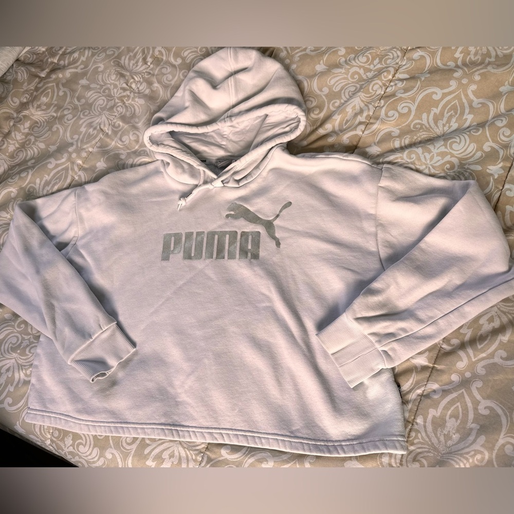 Puma White Cropped Hoodie